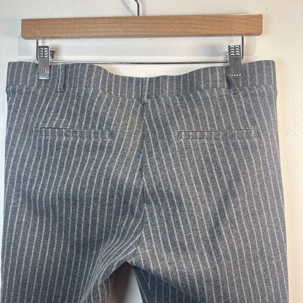Betabrand Gray Striped Pull On Elastic Waist Pants Women's Large Petite Yoga